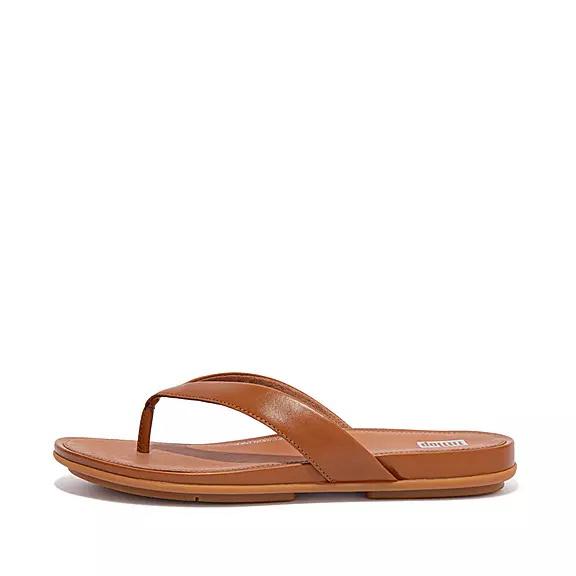 Sandales Entre-Doigts Femme Fitflop Gracie Cuir Marron Clair (QRA942635)
